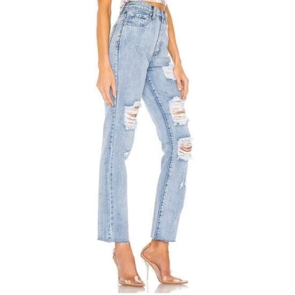 Superdown Straight Distressed Raw Hem Jeans (Size 27) - Picture 2 of 7